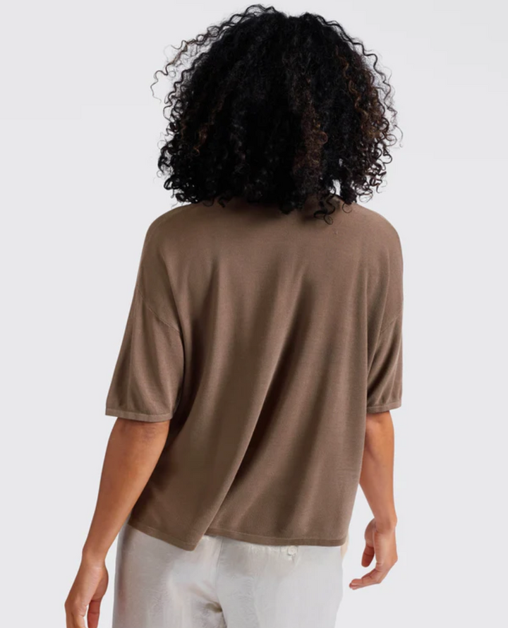 Yaya Caribou Brown Short Sleeve Cardigan