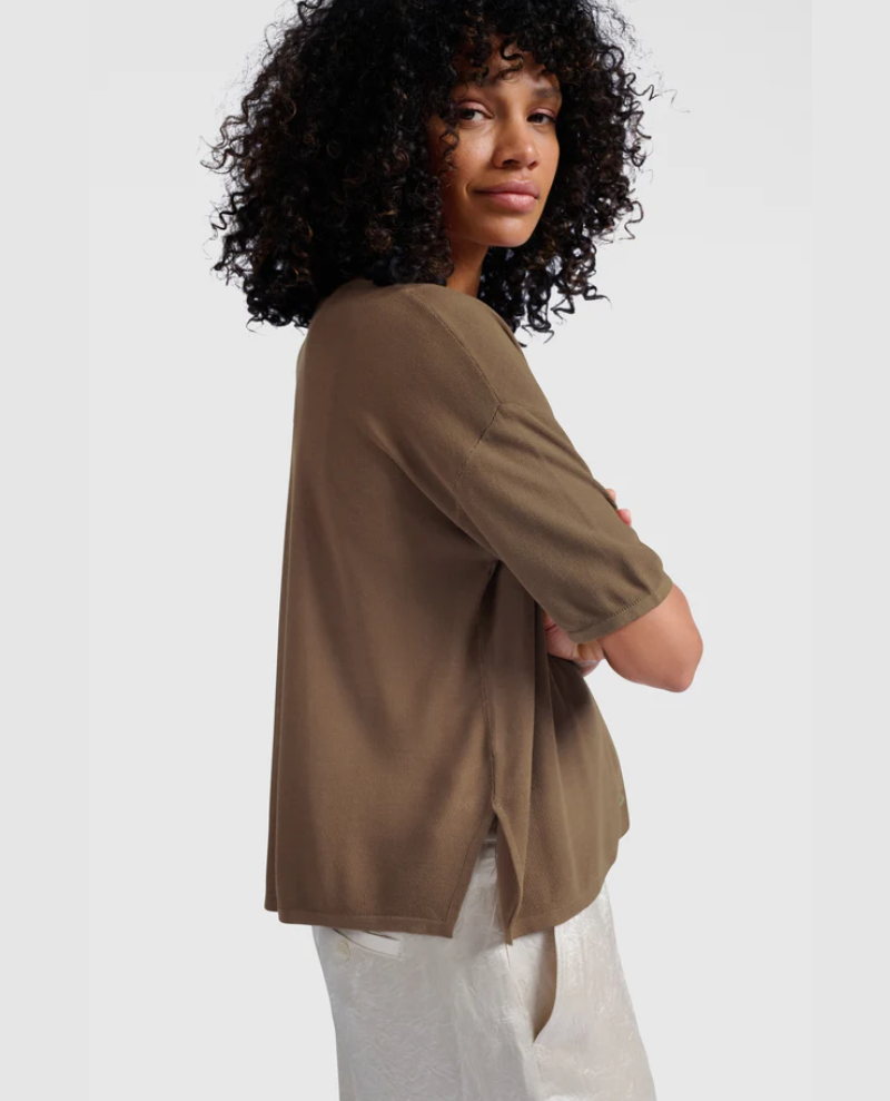 Yaya Caribou Brown Short Sleeve Cardigan