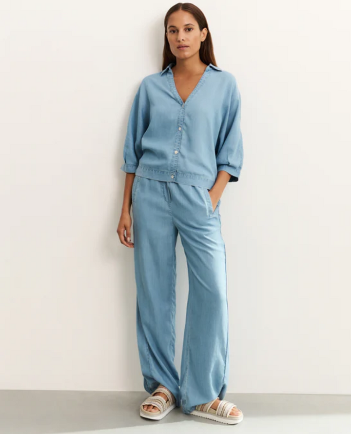 Yaya Chambray Wide Leg Trousers