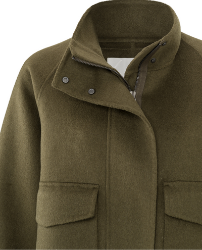 Yaya Dark Army Green Wool Mix Jacket