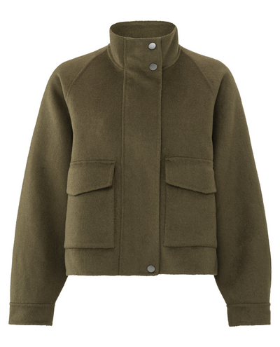Yaya Dark Army Green Wool Mix Jacket