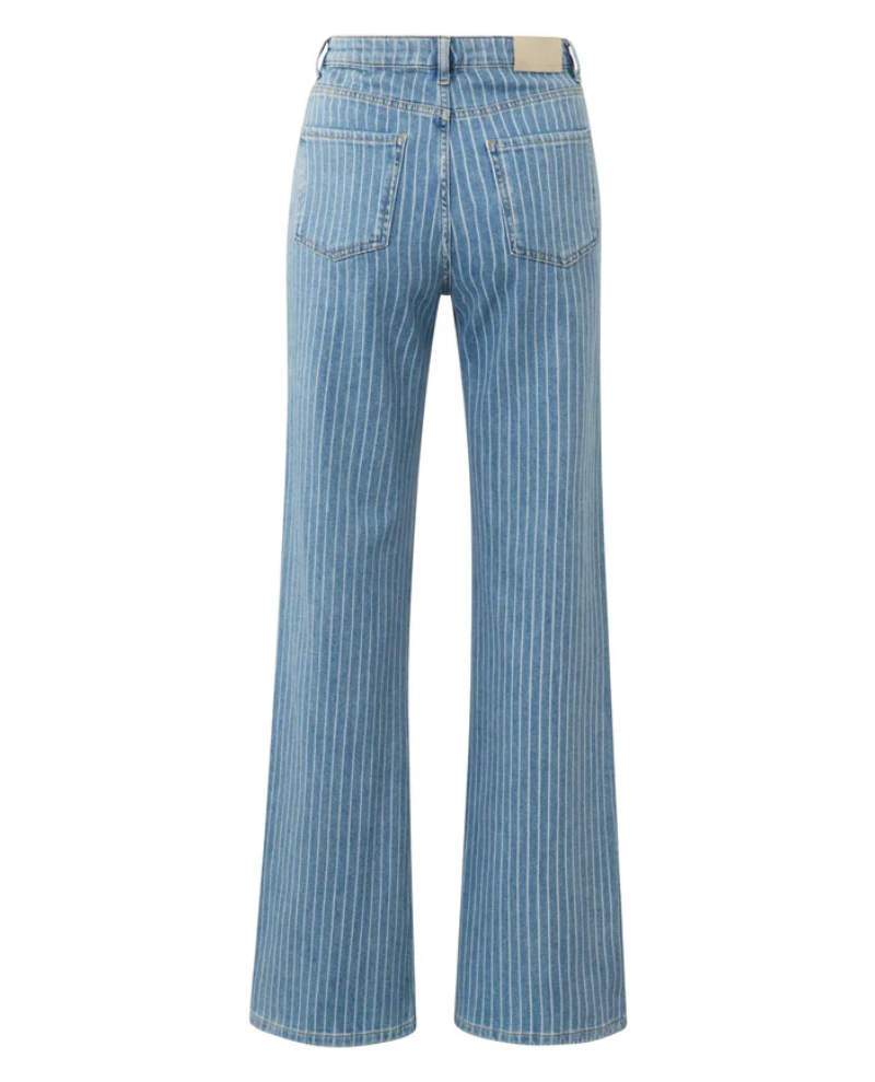 Yaya Blue Stripe Wide Leg Jeans