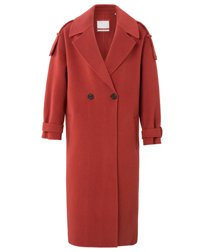 Yaya Ochre Red Long Wool Coat