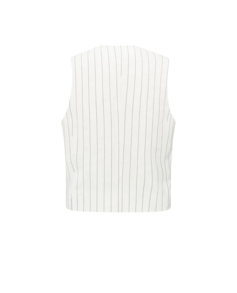 Yaya Sand Linen Stripe Waistcoat