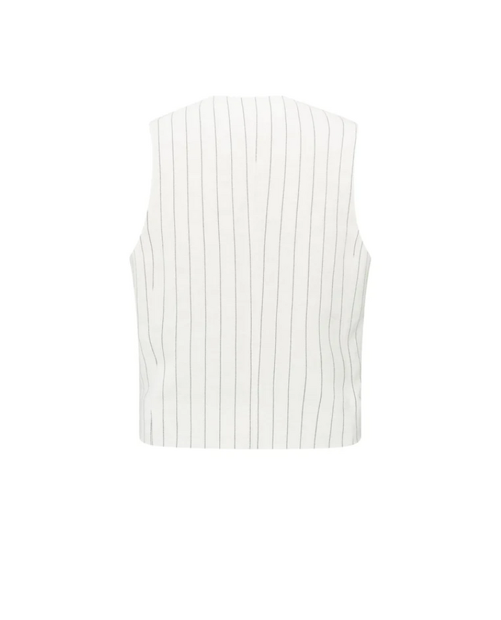Yaya Sand Linen Stripe Waistcoat