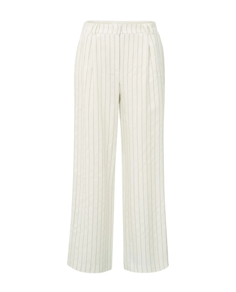Yaya Sand Linen Stripe Wide Leg Trousers