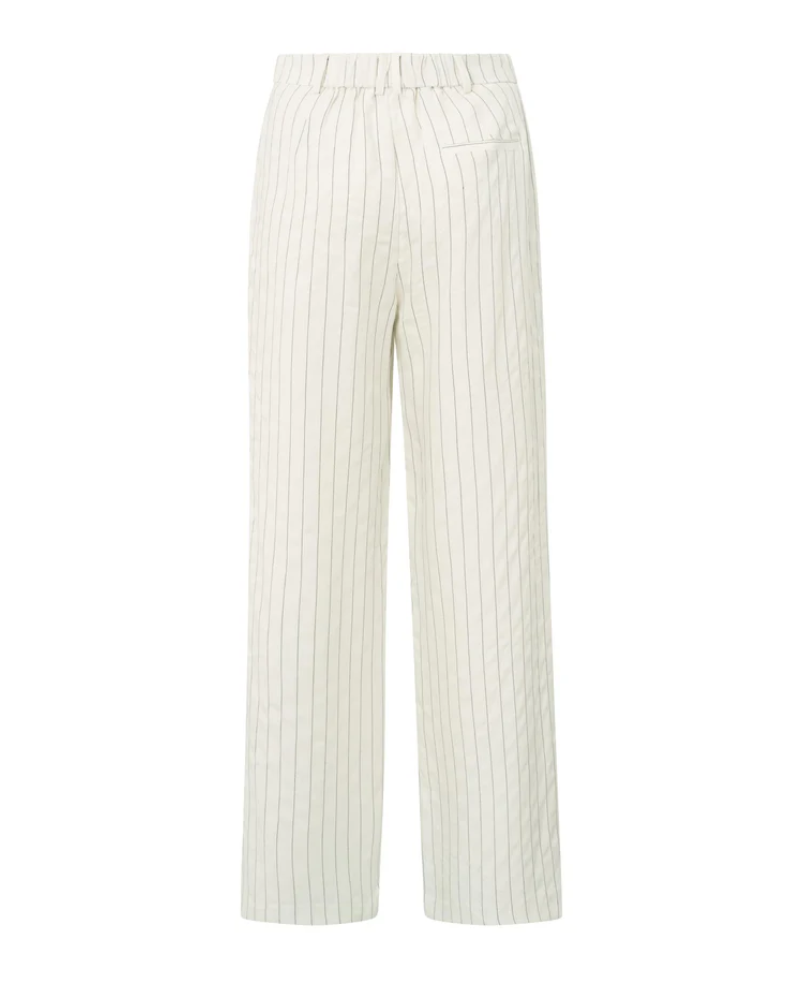 Yaya Sand Linen Stripe Wide Leg Trousers