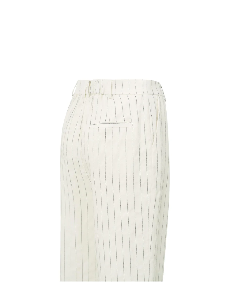 Yaya Sand Linen Stripe Wide Leg Trousers