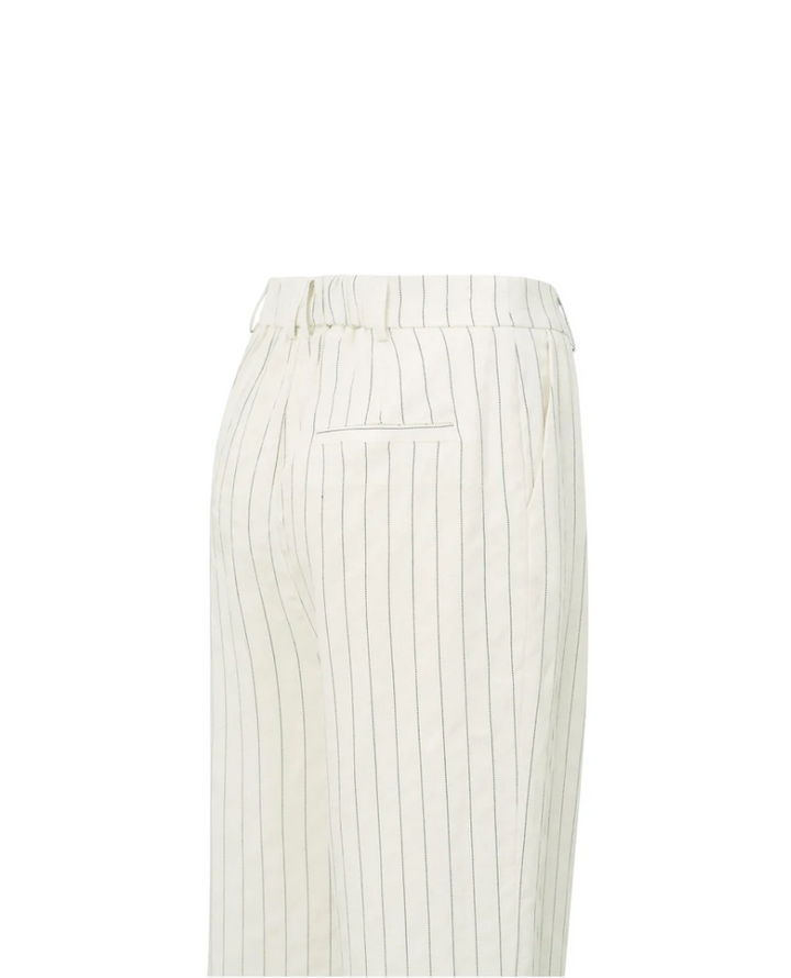 Yaya Sand Linen Stripe Wide Leg Trousers