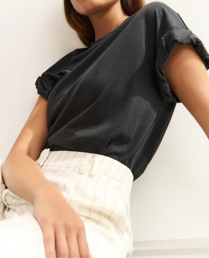 Yaya Sand Linen Stripe Wide Leg Trousers