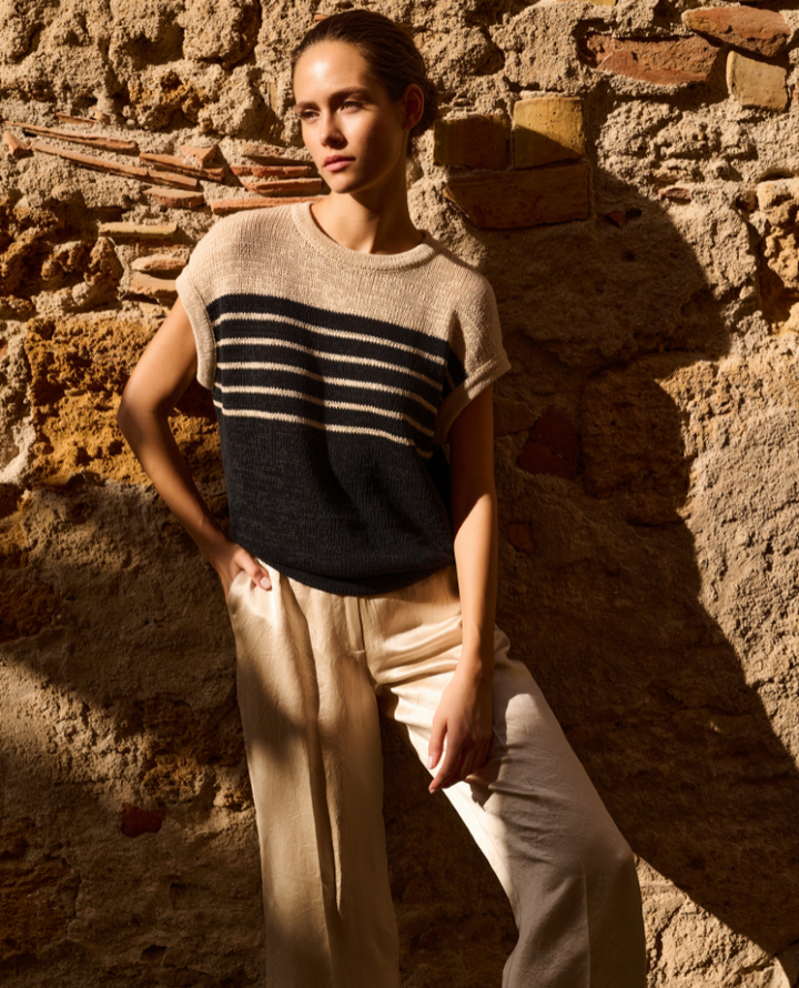 Yaya Summer Sand Stripe Sweater Vest Knit