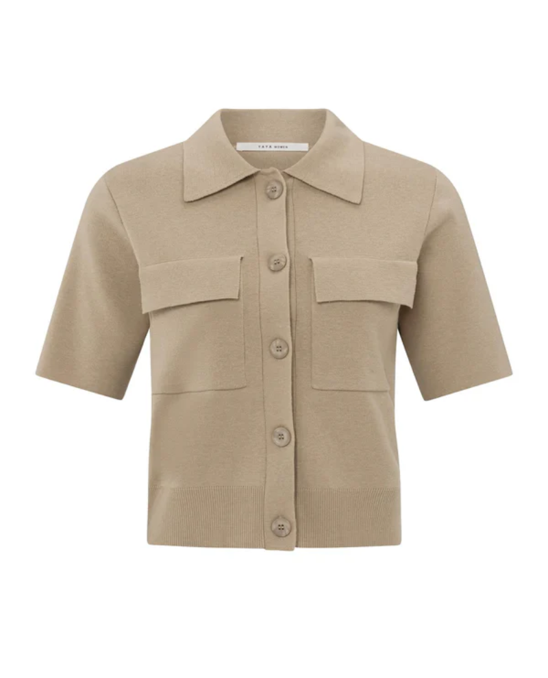 Yaya Humous Beige Short Sleeve Cardigan