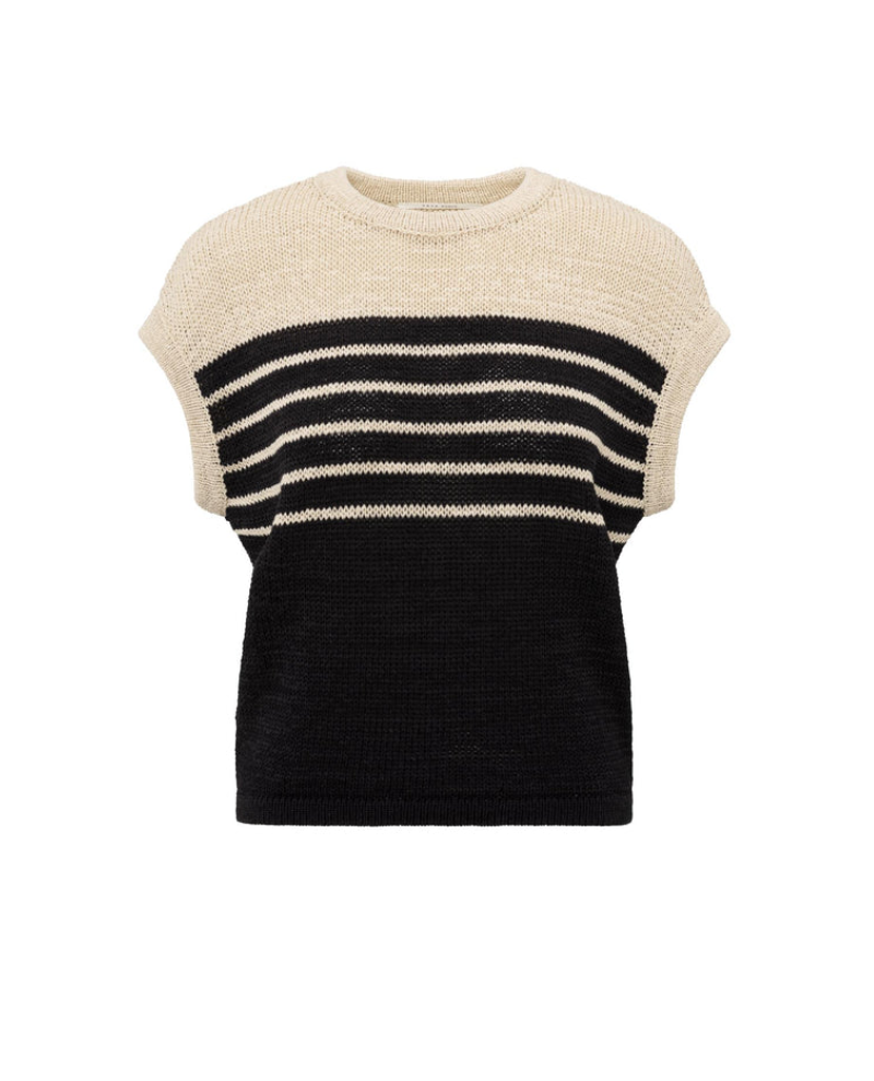 Yaya Summer Sand Stripe Sweater Vest Knit