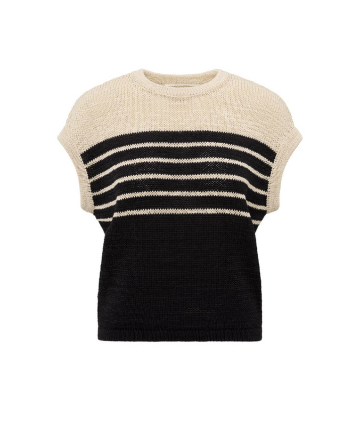 Yaya Summer Sand Stripe Sweater Vest Knit