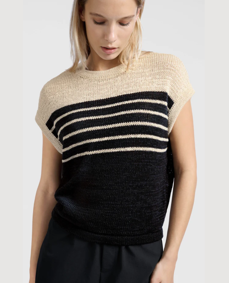 Yaya Summer Sand Stripe Sweater Vest Knit