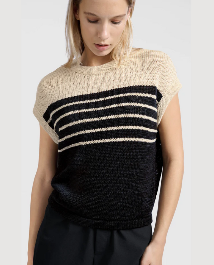 Yaya Summer Sand Stripe Sweater Vest Knit