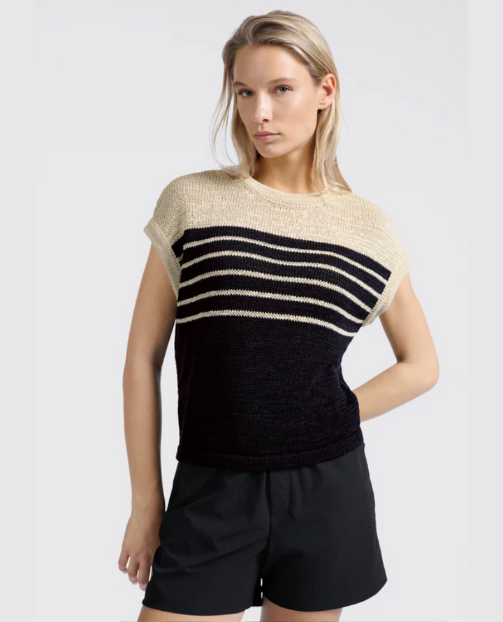 Yaya Summer Sand Stripe Sweater Vest Knit