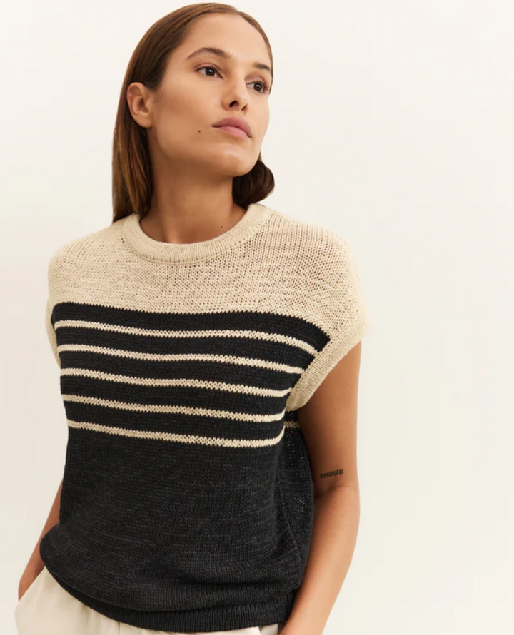 Yaya Summer Sand Stripe Sweater Vest Knit