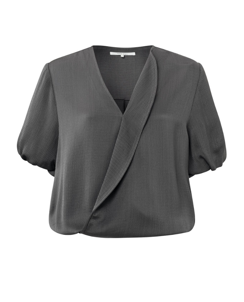 Yaya Magnet Grey Blouson Top