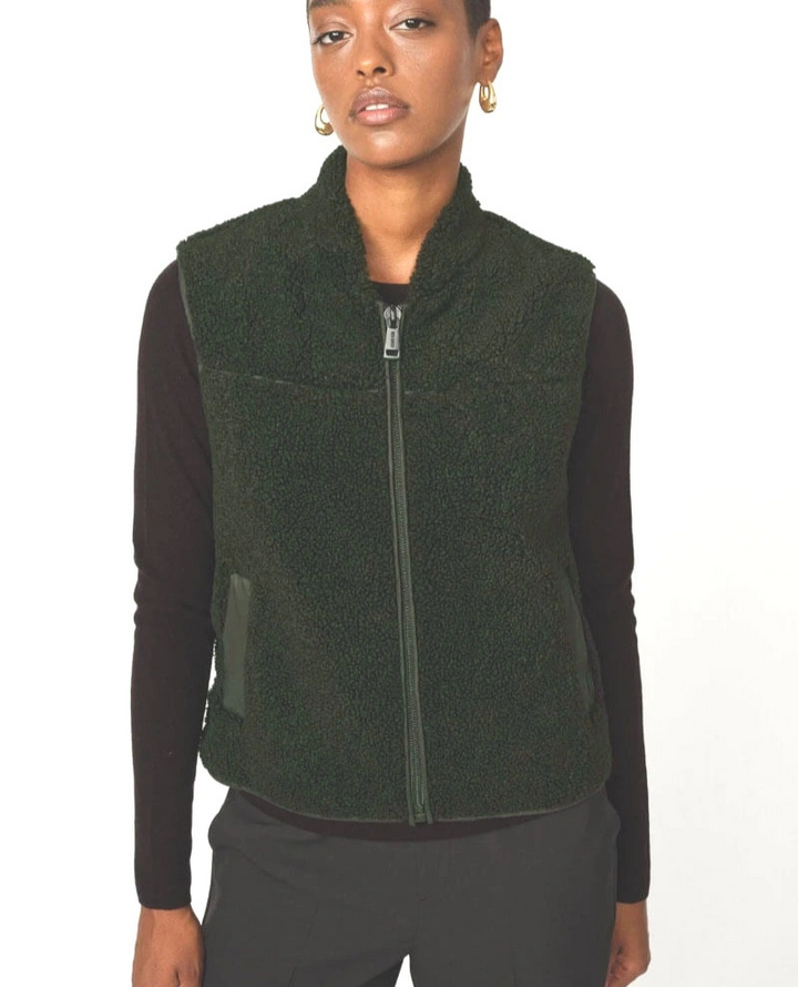 Mos Mosh Rowe Teddy Forest Green Gilet