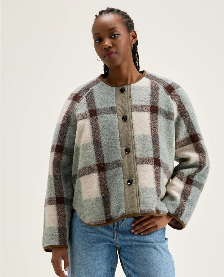 Bellerose Hari Check Wool Reversible Coat Biscuit Clothing Ltd