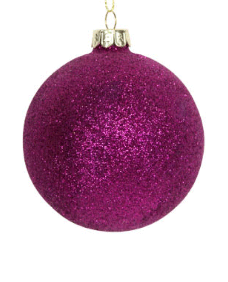 Gisela Graham Magenta Glitter Glass Bauble
