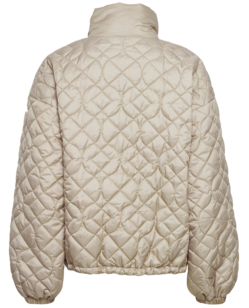 golden beige shower proof quilted women's short autumn jacket 
