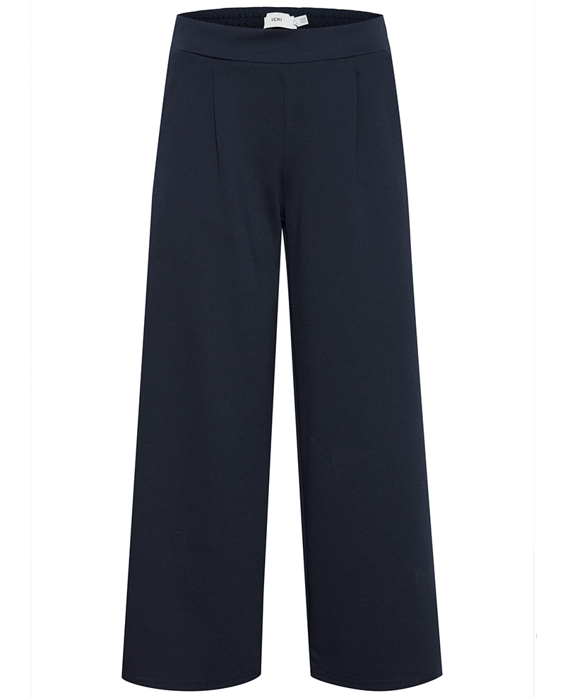 dark navy blue cropped stretchy jersey culottes with a wide leg