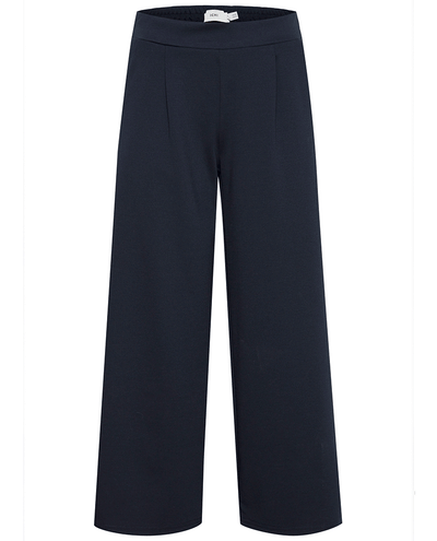 dark navy blue cropped stretchy jersey culottes with a wide leg