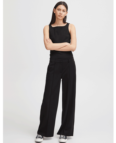 ladies black wide leg smart office trousers