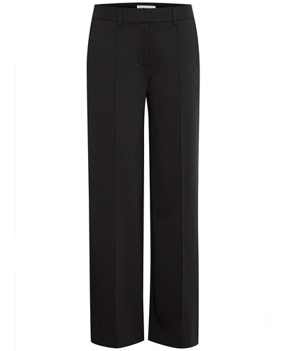 women's smart casual black jersey wide leg trousers 