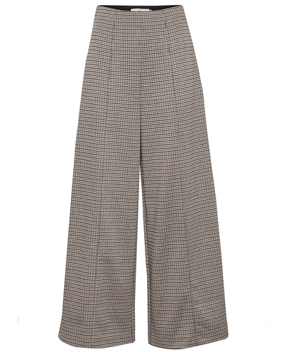micro check wide leg high waisted grey trousers 