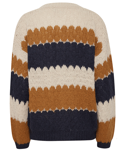 navy, brown and beige knitted ladies cardigan 