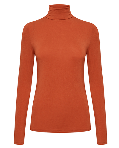 terracotta women's polo neck long sleeved t-shirt