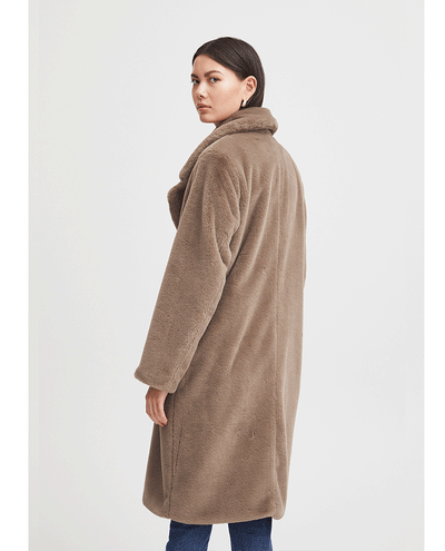 ladies faux fur mushroom brown winter coat 