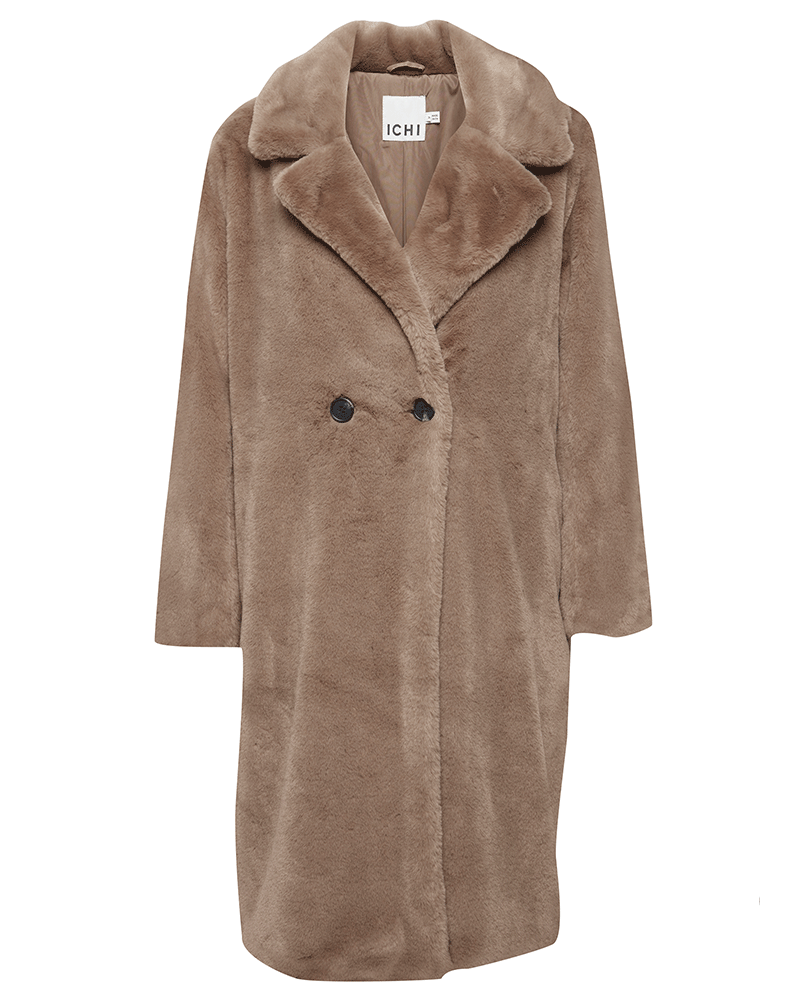 furry shitake mushroom brown ichi faux fur winter coat 