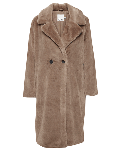 furry shitake mushroom brown ichi faux fur winter coat 