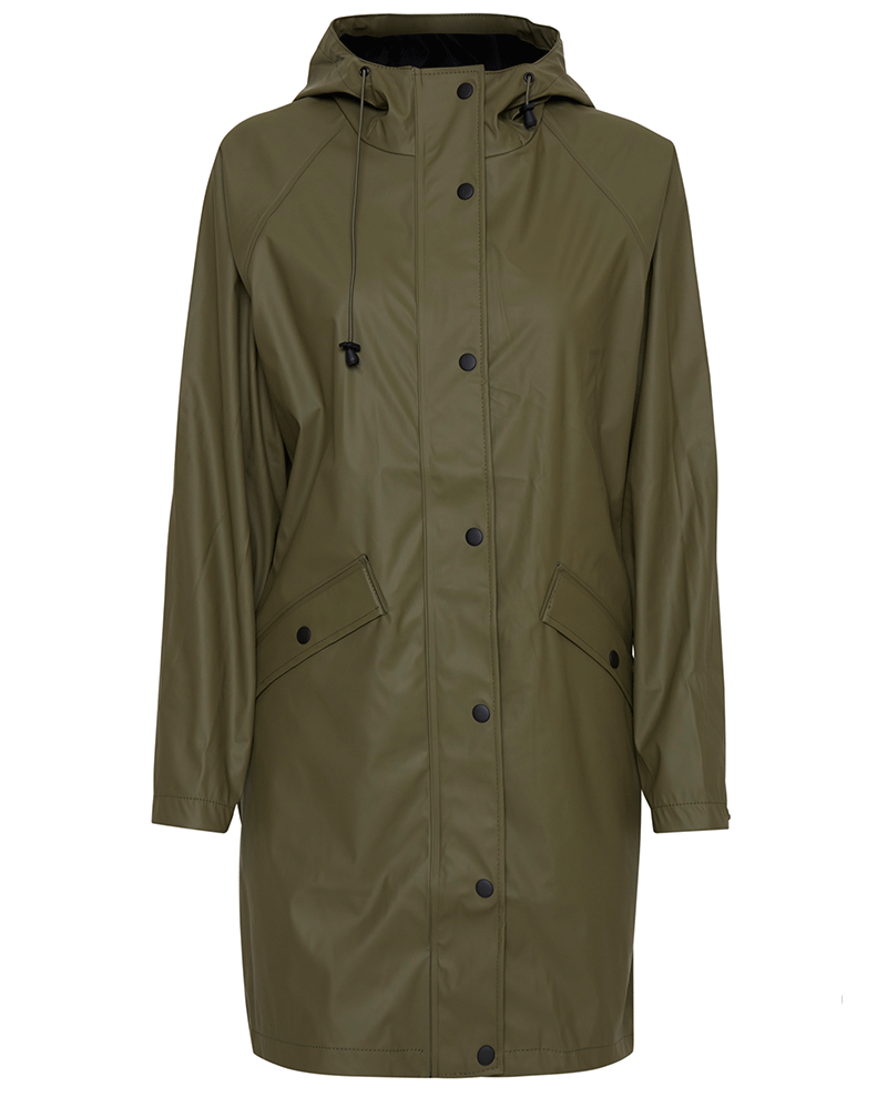 Ichi Tazi Kalamata Olive Green Rain Jacket