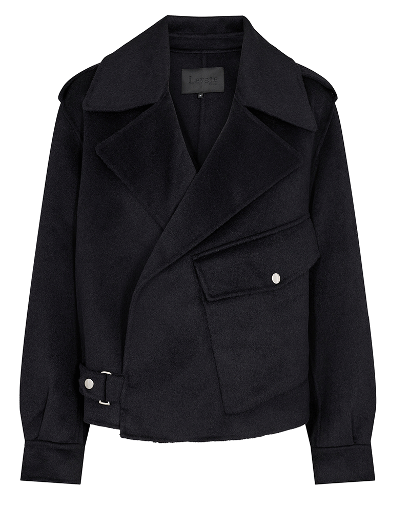 Levete Room Owa womens woollen Dark Navy Short autumn Jacket