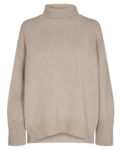 levete room womens oversized biscuit brown cashmere knitted woolly rollneck pullover