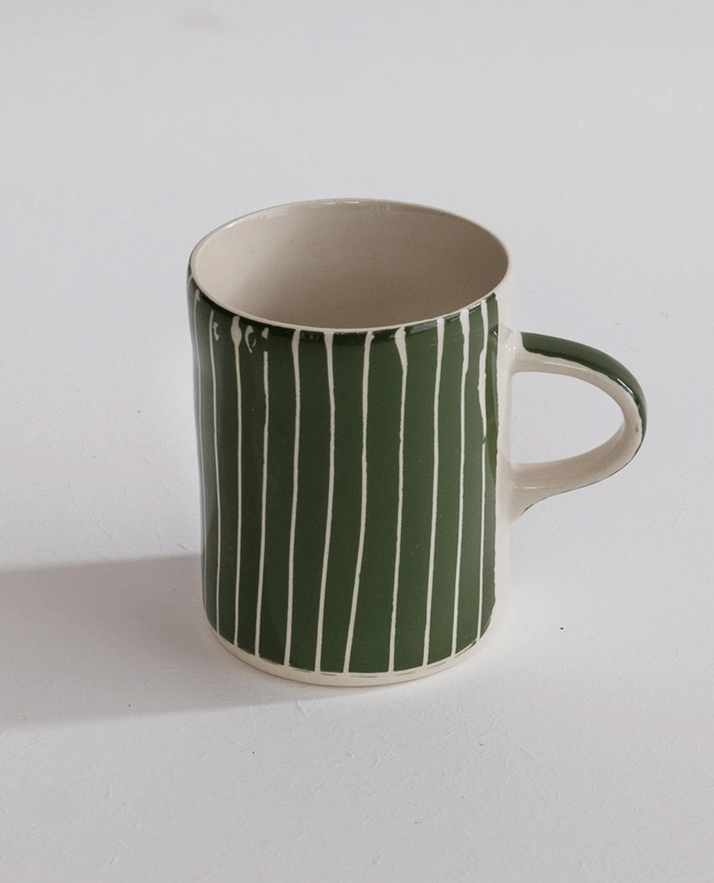 Musango Demi Moss Green Stripe Mug