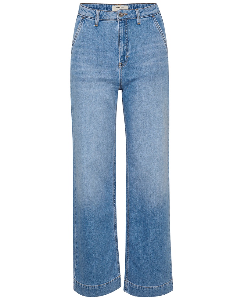 part two womens blue denim straight leg jeans 
