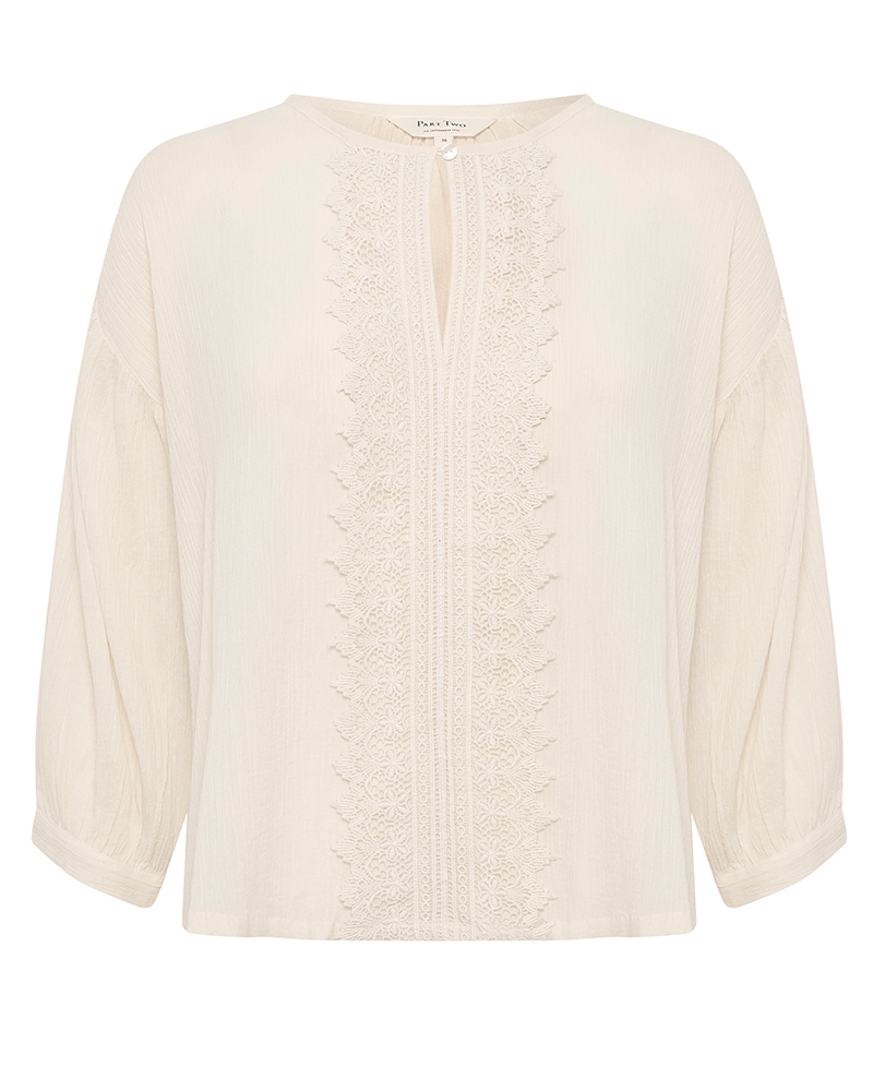 Part two ladies cream cotton gauze lightweight long sleeved blouse