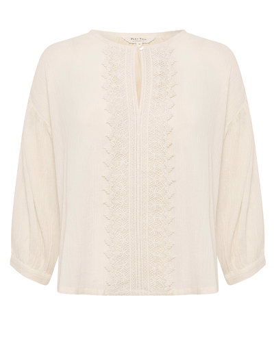 Part two ladies cream cotton gauze lightweight long sleeved blouse
