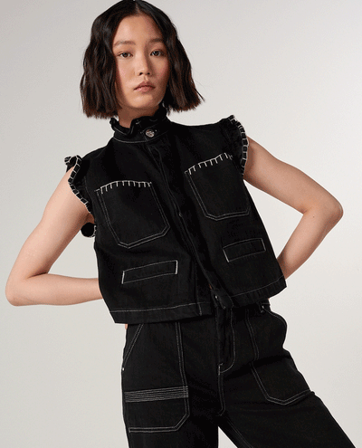 Seventy and Mochi Pablo Black Denim Waistcoat