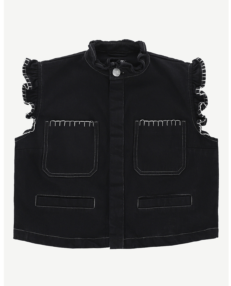 Seventy and Mochi Pablo Black Denim Waistcoat