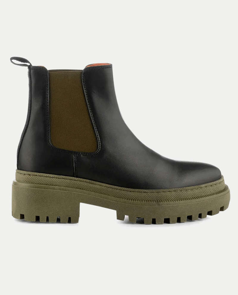 Shoe The Bear Iona Black/Khaki Chelsea Boot