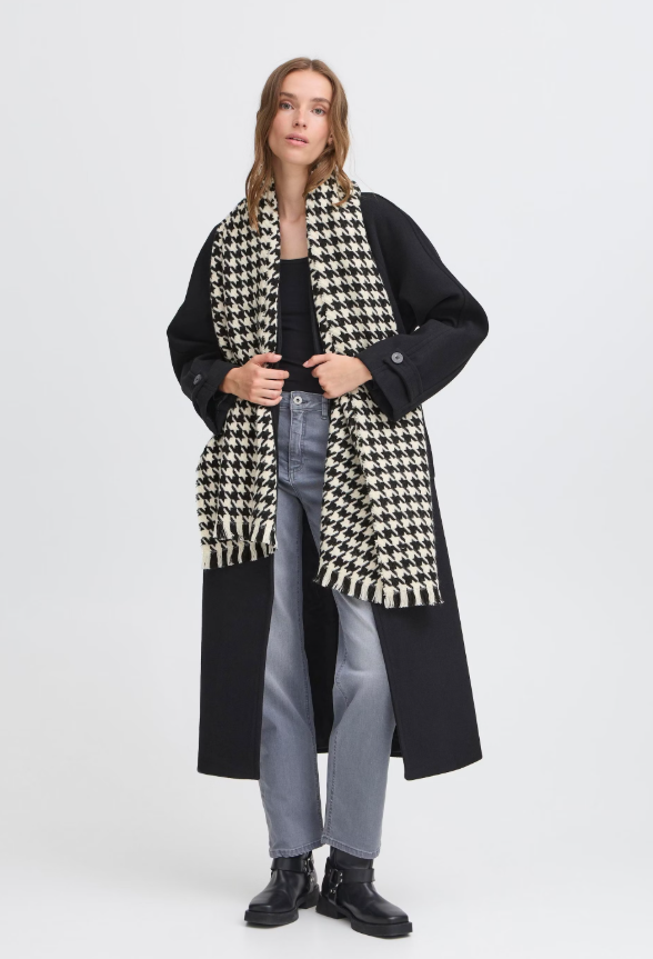 Ichi Vanjaa Black Houndstooth Scarf
