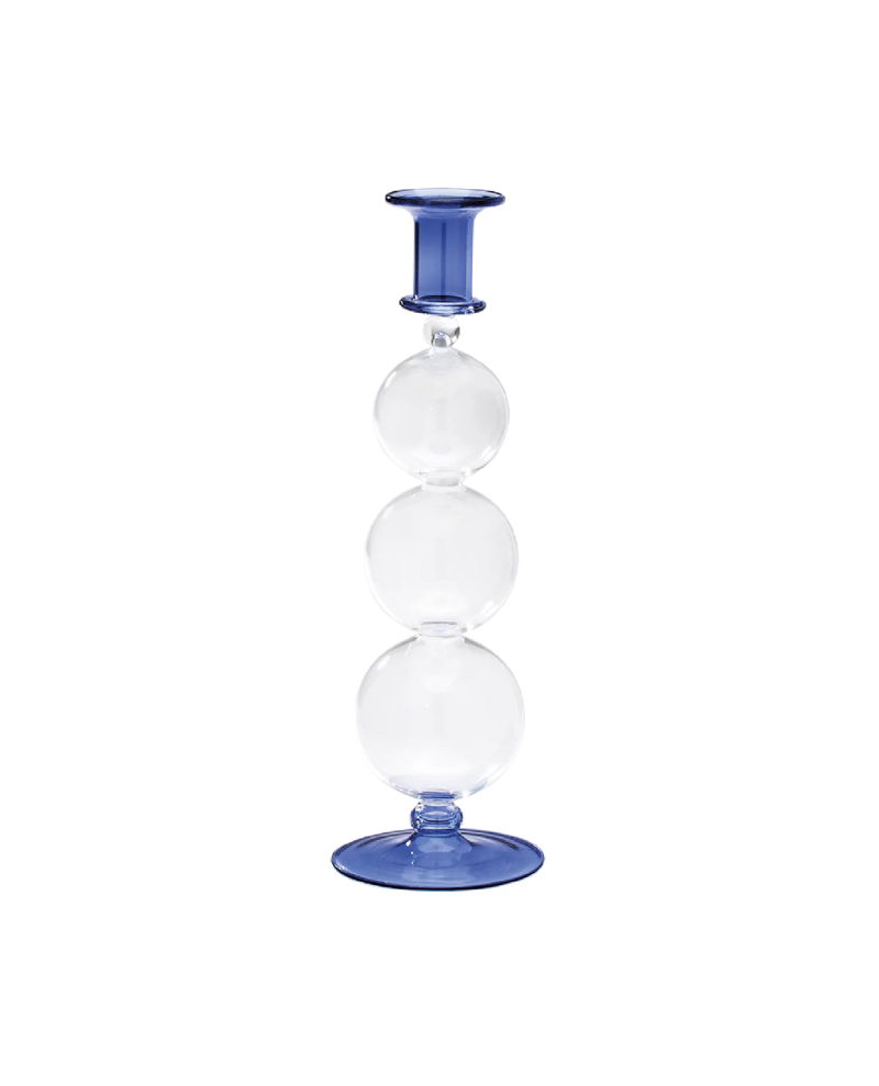 Anna and Nina Navy Bubble Glass Candleholder