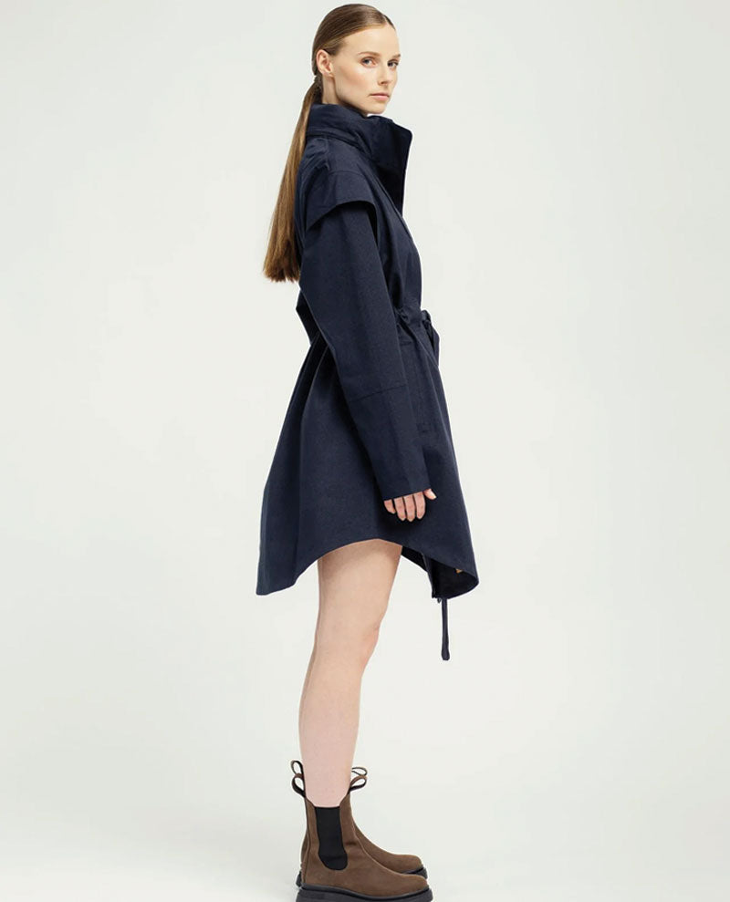 BRGN Monsun Navy Coat Side | Biscuit Clothing